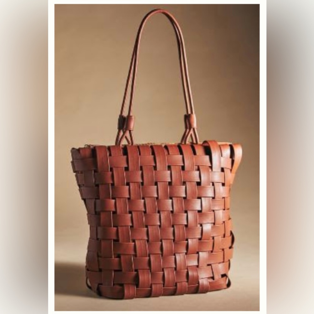 Anthropologie Woven Faux Leather Tote